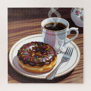 Schokolade, Mattierter Donut und Kaffee