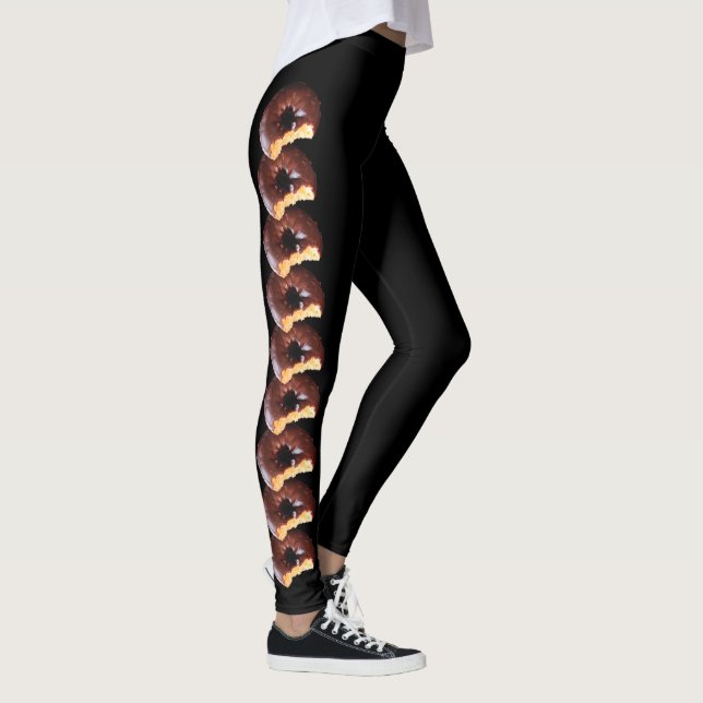 Schokolade Mattierter Gelbkuchen Donut mit Biss Ou Leggings (Rechts)