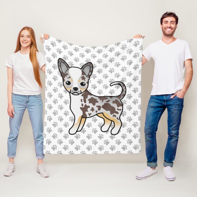 Schokolade Merle Smooth Coat Chihuahua Dog & Paws Fleecedecke (Beispiel)