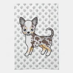 Schokolade Merle Smooth Coat Chihuahua Dog & Paws Geschirrtuch
