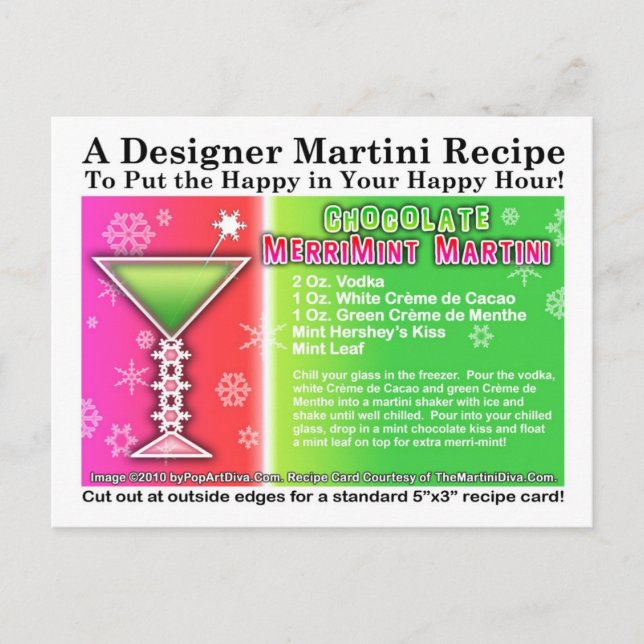 Schokolade MerriMint Weihnachts Martini Rezept Pos Postkarte (Vorderseite)