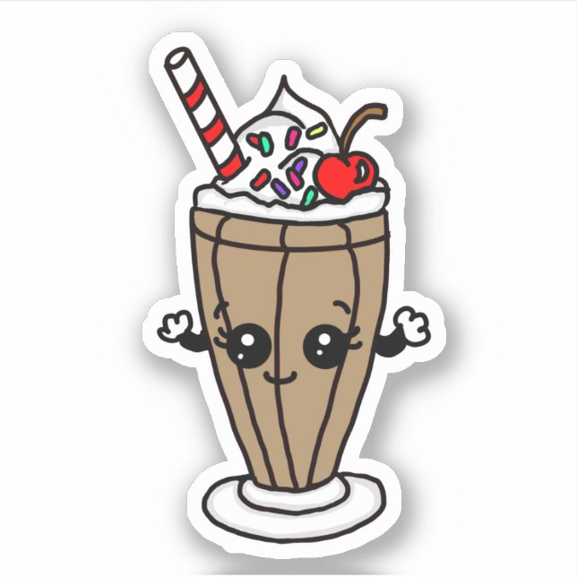 Schokolade-Milchshake-Cartoon-Aufkleber Aufkleber (Vorderseite)