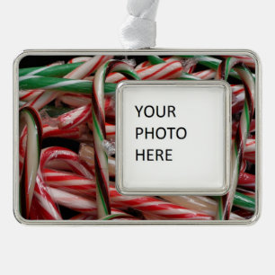 Schokolade Minze Candy Canes Holiday Festival Rahmen-Ornament Silber