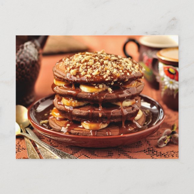 Schokolade mit Bananen und Karamelll Postkarte (Vorderseite)