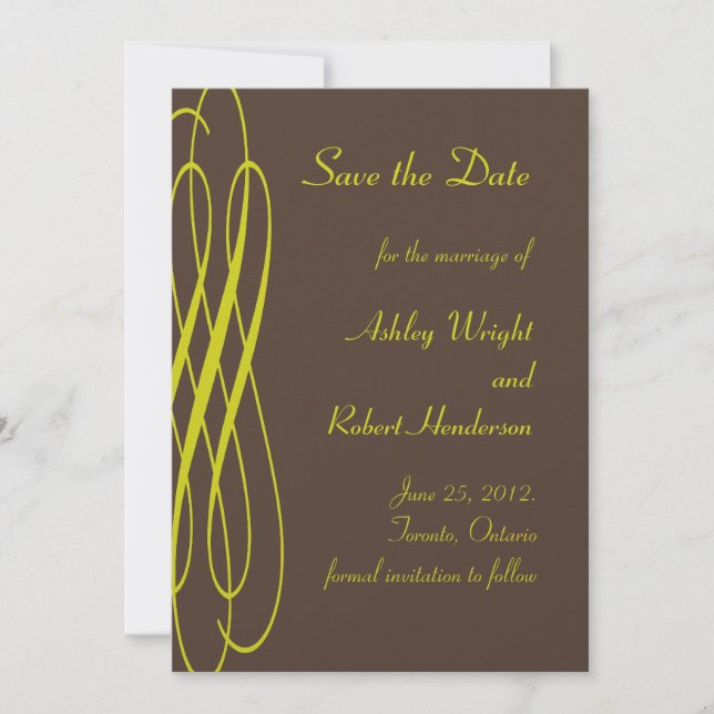 Schokolade mit goldenen Ribbons Einladung Hochzeit (Vorderseite)