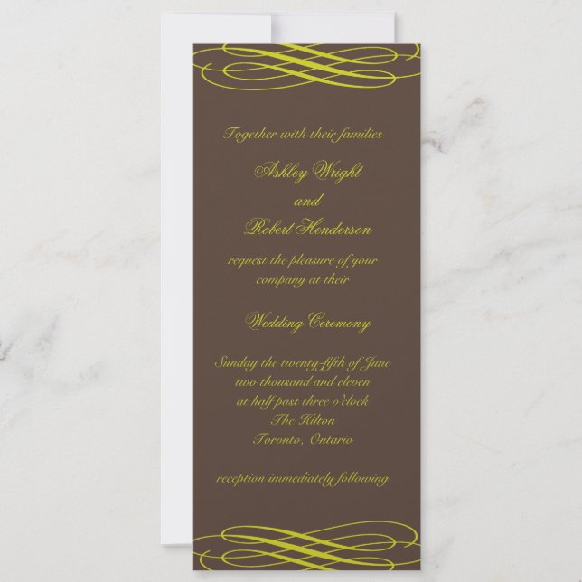 Schokolade mit goldenen Ribbons Einladung Hochzeit (Vorderseite)