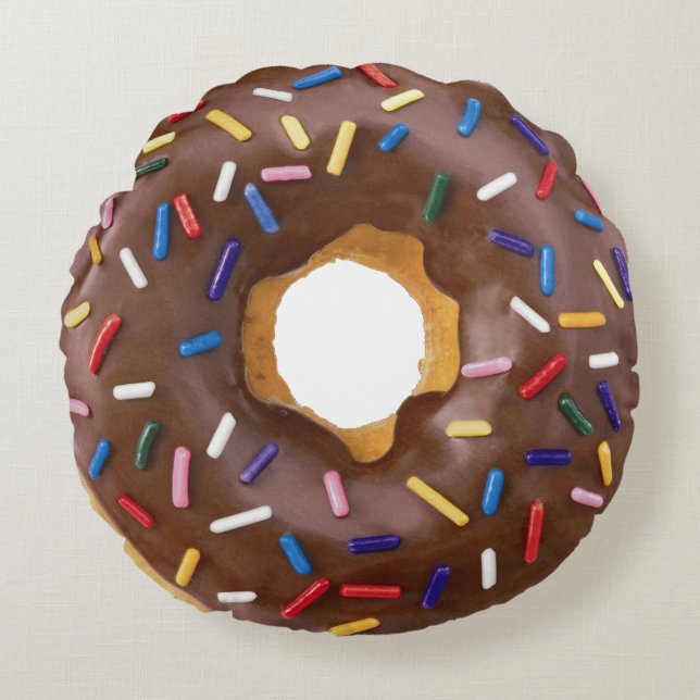 Schokolade mit Sprinklen rund Kissen (Vorderseite)