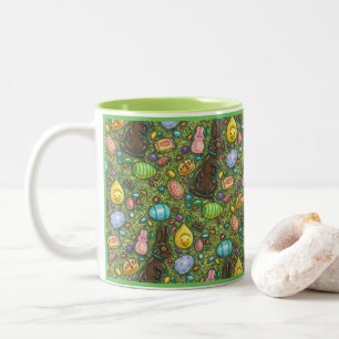 SCHOKOLADE OSTBUNNY, CHICK, EIER, GELLY BEANS ZWEIFARBIGE TASSE