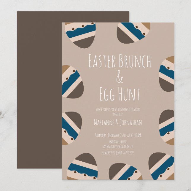 Schokolade Ostereier Brunch Ei Hunt Einladung (Vorne/Hinten)