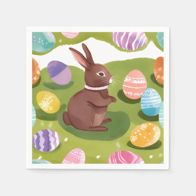 Schokolade Ostersonne | Niedliche Frühlingseier Serviette (Vorderseite)