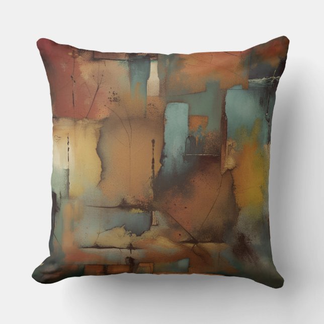Schokolade Patchwork Abstrakt Kissen (Vorderseite)