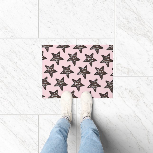 Schokolade Peppermint Star Pink Weihnachtskeks Fußmatte (Indoor)