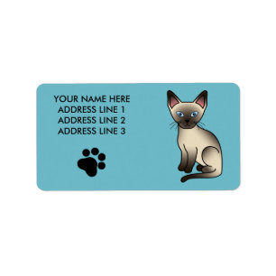 Schokolade Point Siamese Zucht Katze Illustration Adressaufkleber