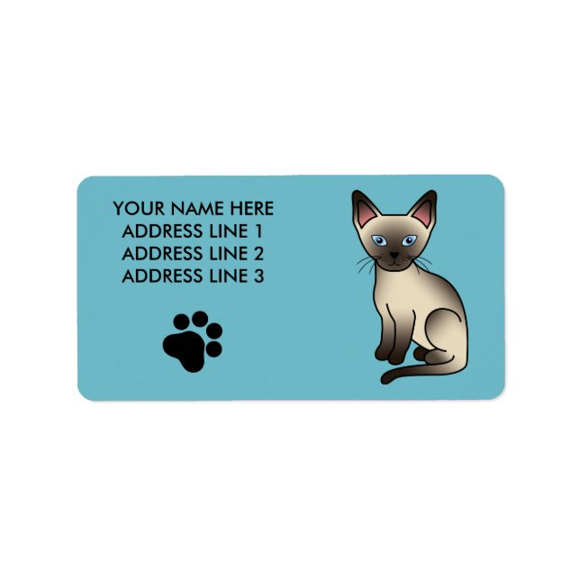 Schokolade Point Siamese Zucht Katze Illustration Adressaufkleber (Vorne)