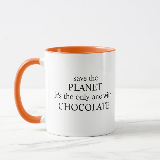 Schokolade rettet den Planeten | Osterfest Tasse (Links)