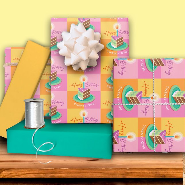Schokolade Rosa Kuchen 21. Geburtstag Geschenkpapier Set (Von Creator hochgeladen)