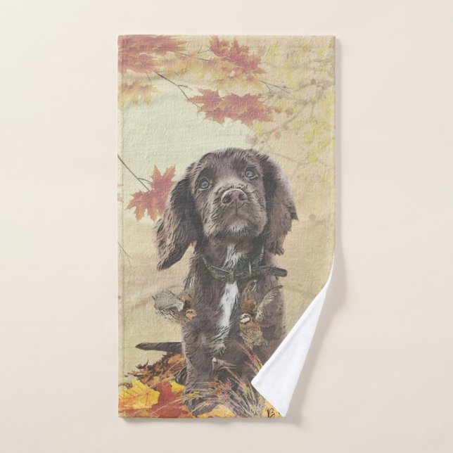 Schokolade-Spaniel-Welpe Badhandtuch Set (Handtuch)