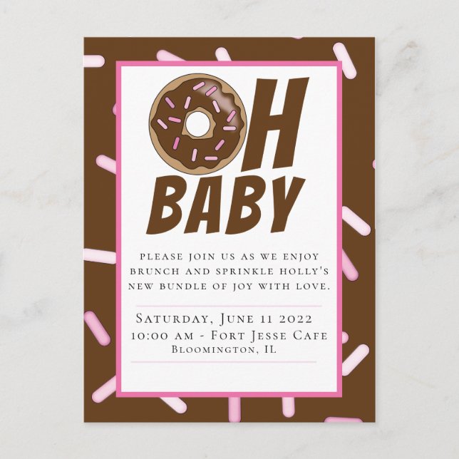 Schokolade Sprinkle Babydusche Postkarte Einladung (Vorderseite)