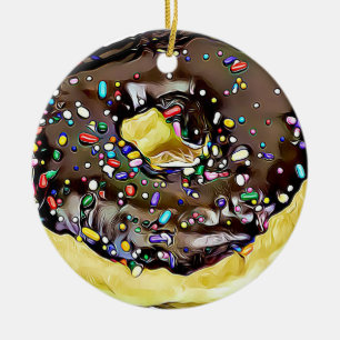 Schokolade Sprinkled Donut Yummy Food Weihnachten Keramik Ornament