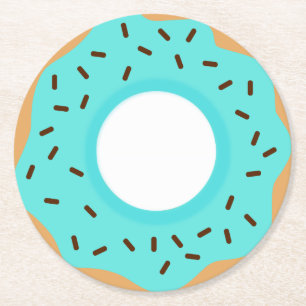 Schokolade Sprinkles Blue Donut Runder Pappuntersetzer