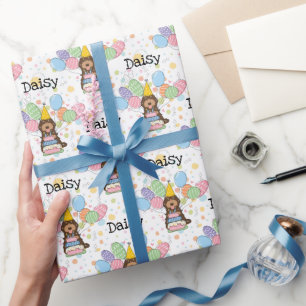 Schokolade Tan Cockapoo Cavapoo Hund Geburtstag Geschenkpapier