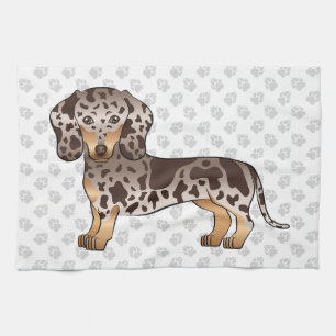 Schokolade & Tan Dapple Kurz Haare Dackel & Paws Geschirrtuch