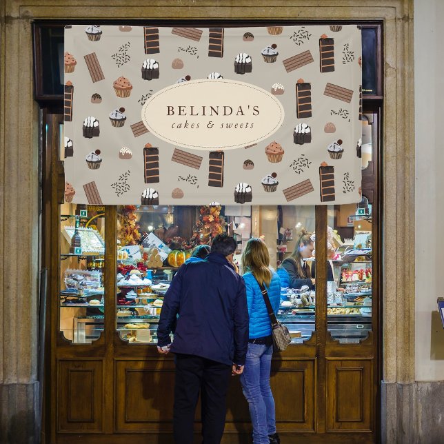 Schokolade Thema Bäckerei Koch Individuelle Name S Banner (Chocolate Theme Bakery Chef Custom Name Shop Banner)