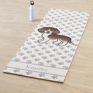 Schokolade Tricolor Beagle Niedlich Cartoon Dog & Yogamatte