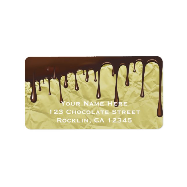 Schokolade Tropfen Imitate Gold Foil Wrapper Party Adressaufkleber (Vorne)