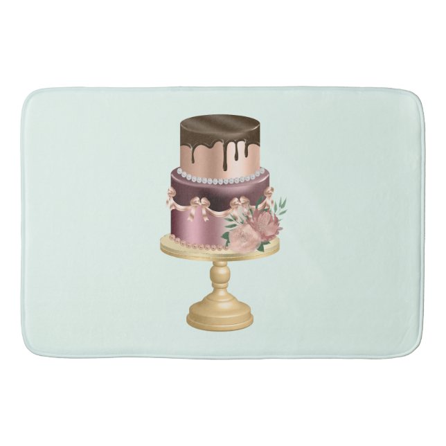 Schokolade Tropfen und Rose Gold Luxus Cake Badematte (Vorderseite)