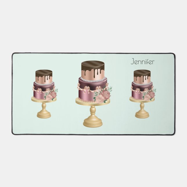 Schokolade Tropfen und Rose Gold Luxus Cake Schreibtischunterlage (Vorderseite)