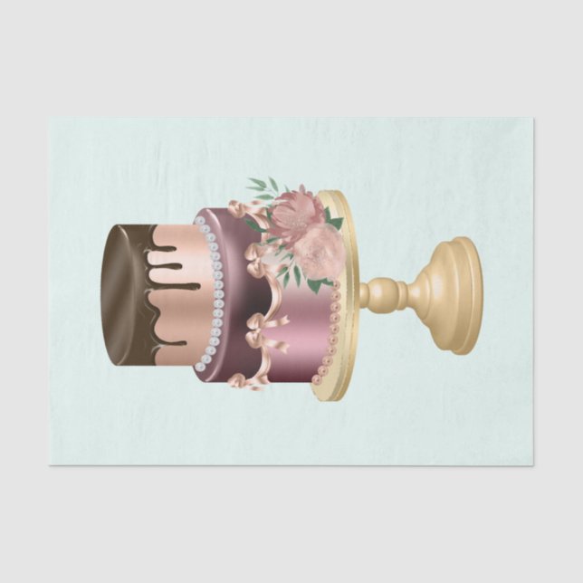 Schokolade Tropfen und Rose Gold Luxus Cake Seidenpapier (Vorderseite)