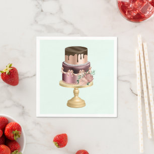 Schokolade Tropfen und Rose Gold Luxus Cake Serviette