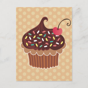 Schokolade und Cherry Cupcake Postkarte