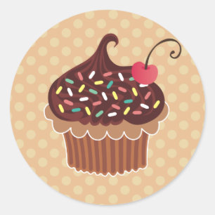 Schokolade und Cherry Cupcake Runder Aufkleber