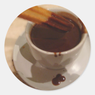 Schokolade und Churros Runder Aufkleber