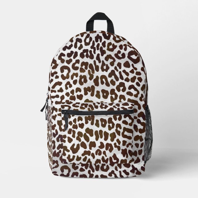 Schokolade- und Cremeleopardenmuster Bedruckter Rucksack (Vorderseite)