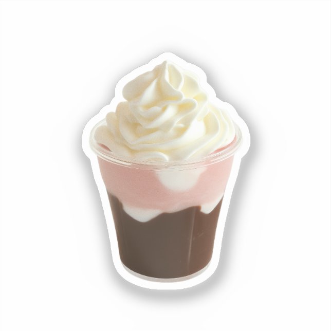 Schokolade- und Erdbeercreme-Cup Aufkleber (Vorderseite)