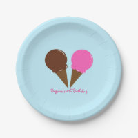 Schokolade und Erdbeere Eis Creme Party Teller
