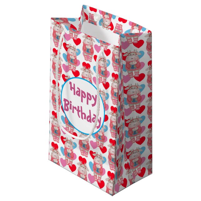 Schokolade und Herzbeutel Kleine Geschenktüte (Vorderseite Schrägansicht)