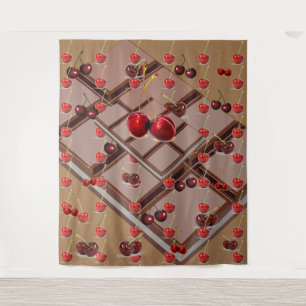 Schokolade und Kirschen Wandteppich