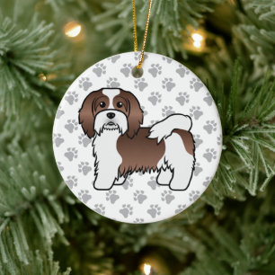 Schokolade und Niedlicher Havanese-Cartoon-Hund Keramik Ornament