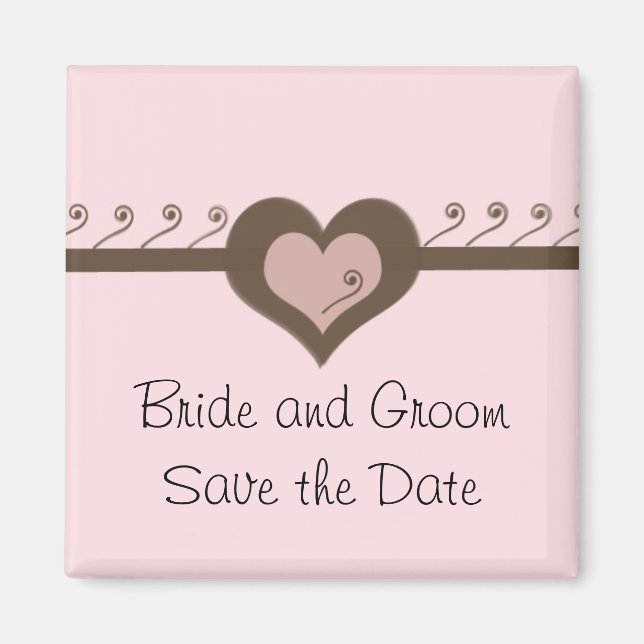 Schokolade und Rosa Save the Date Magnet (Vorne)