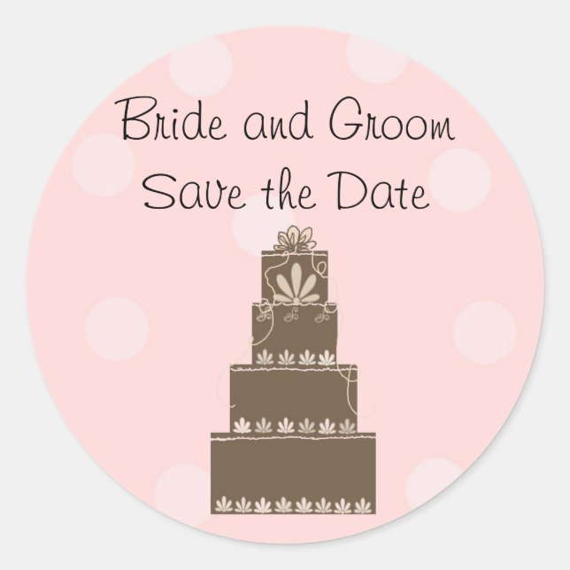 Schokolade und Rosa Save the Date Runder Aufkleber (Vorderseite)