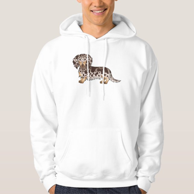 Schokolade und Tan Daple Dackel Hund Hoodie (Vorderseite)
