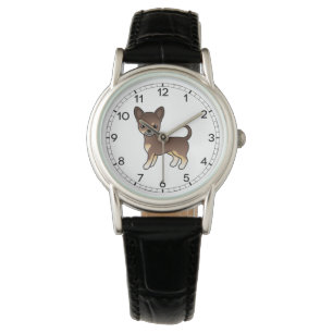 Schokolade und Tan-Weichkittel Chihuahua Niedliche Armbanduhr