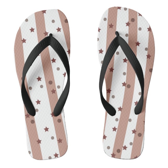 Schokolade und weiße Streifen mit Sternmuster Flip Flops (Fußbett)
