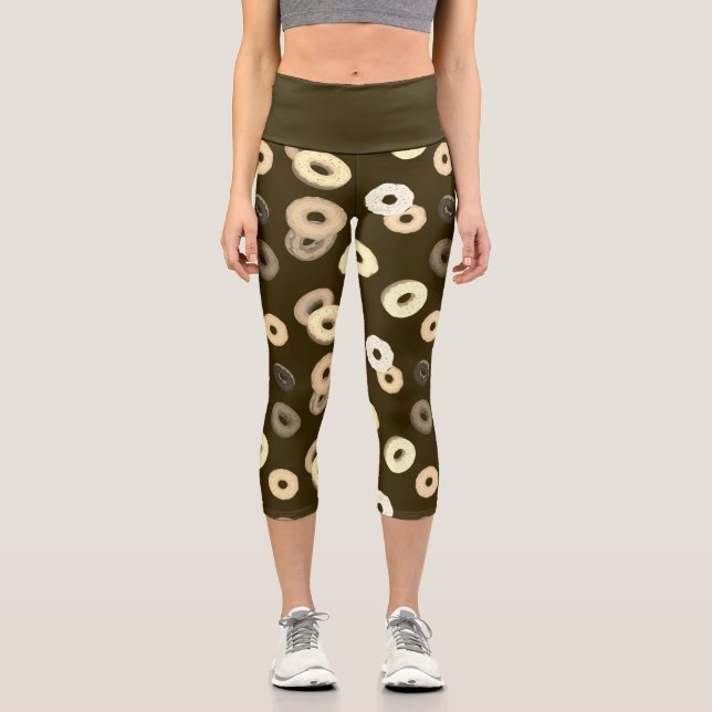 Schokolade Vanille spendet elegantes Muster braun Capri Leggings (Vorderseite)