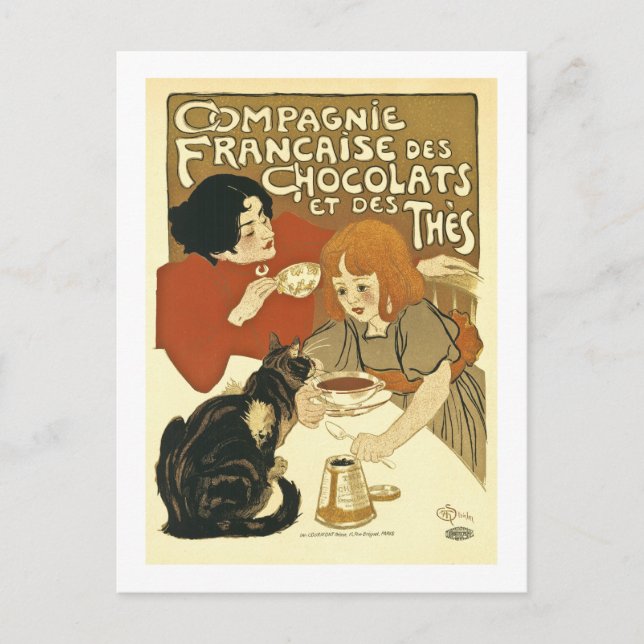 Schokolade Vintage französische Werbung Postkarte (Vorderseite)