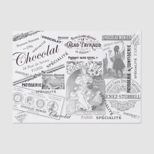 Schokolade Vintage Werbekollektion in Frankreich Seidenpapier (Vorderseite)